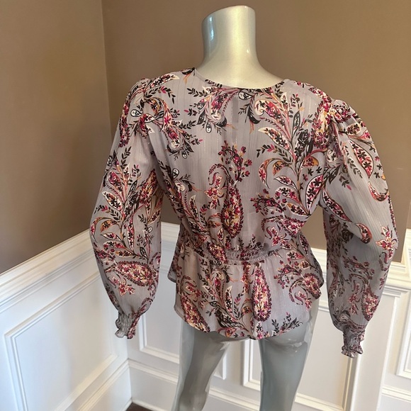 BCBG MAXAZRIA Sheer Floral Top Sz S Multicolored - Picture 4 of 4
